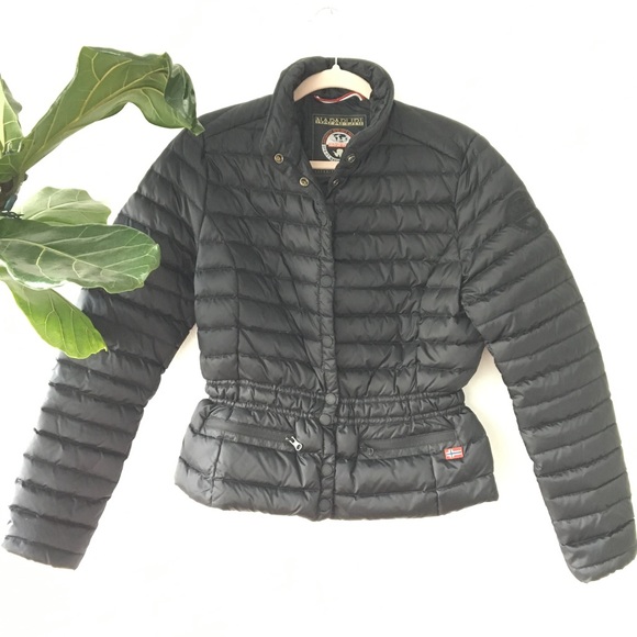 Black Napapijri Down Puffer Jacket Coat 